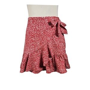 Red and White Polka Dot Wrap Skirt